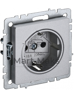 Розетка 1-местная IEK BRITE РС14-1-0-БрА (BR-R14-16-K47) с заземлением, с защитными шторками, 16А, алюминий