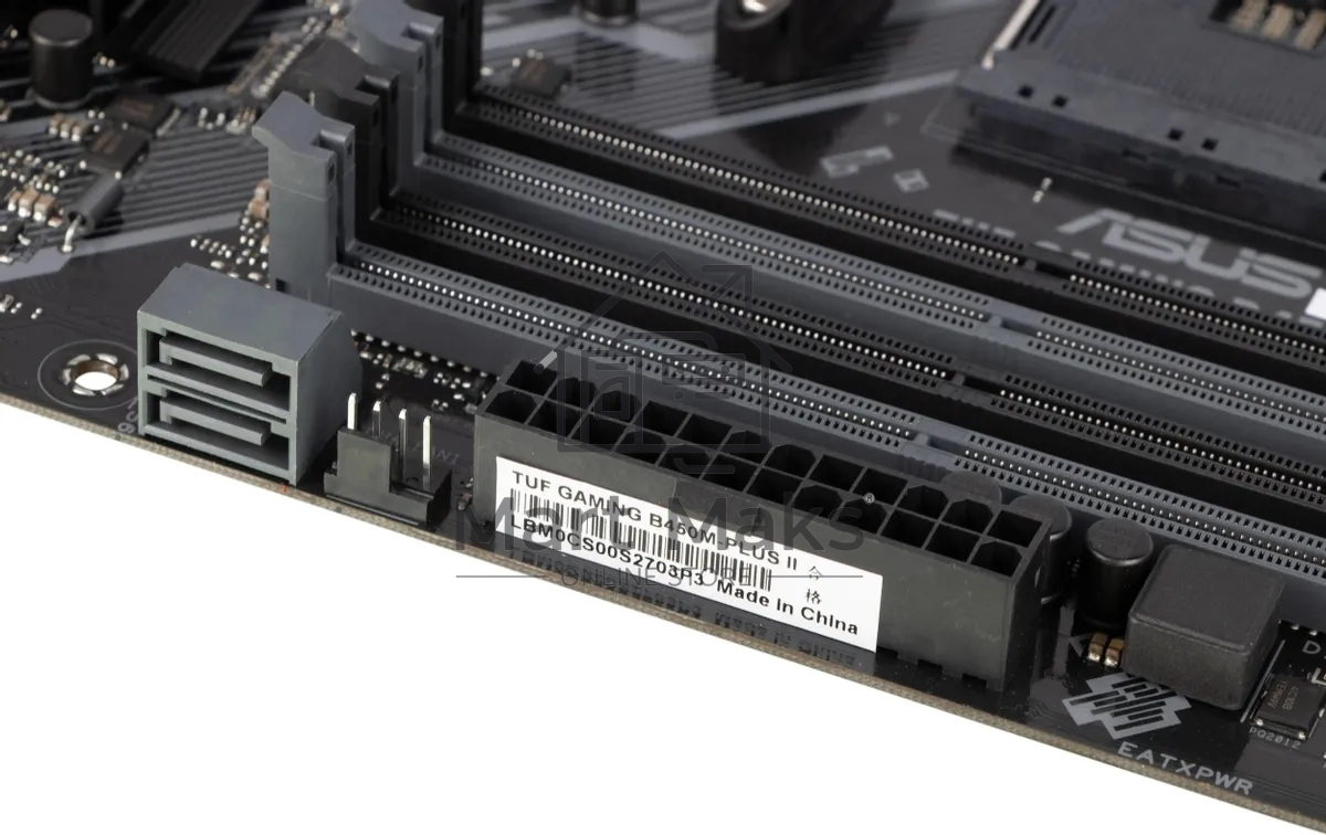 Материнская плата ASUS TUF GAMING B450M-PLUS II, AM4, AMD B450, 4xDDR4, 6xSATA, 1xM.2, 1xPCIe 3.0 x16, 1xPCIe 2.0 x16, 1xPCIe x1, 1xHDMI, 1xDVI-D, 1x 1Gb LAN, 2xUSB-A 3.2 Gen 1, 1xUSB-A 3.2 Gen 2, 2xUSB-A 2.0, 1xUSB-C 3.2 Gen 1, 3x3.5 мм, 7.1, mATX