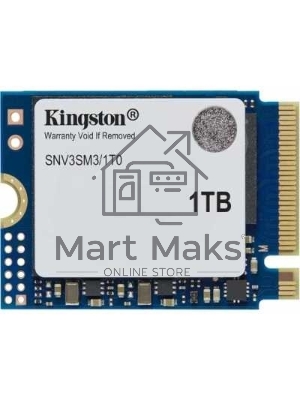 Накопитель SSD Kingston NV3, 1000Gb, M.2(22x30мм), NVMe, PCIe 4.0 x4, 3D TLC, R/W 6000/4000Mb/s, TbW 320, DWPD 0.2 (60 мес)