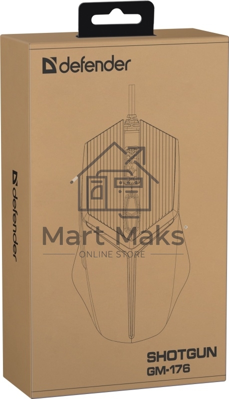 Мышь проводная Defender Shotgun GM-176 серый, 3600 dpi, USB, кнопки - 6