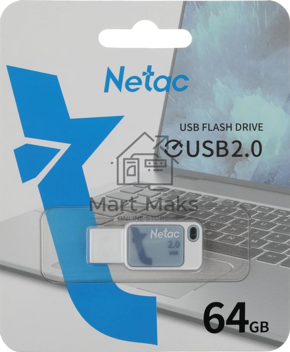 Флешка USB R/W R/W Netac 64Gb UA31 NT03UA31N-064G-20BL USB2.0, синий