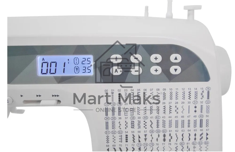 Швейная машина Comfort 1001 200 операций, 9 видов петель, жк дисплей, нитевдеватель, горизонтальный челнок, русск./англ. алфавит, плавная регулировка скорости на корпусе, регулятор давления лапки, нитевдеватель, возможность шитья двойной иглой, возможност