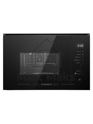 Микроволновая печь встраиваемая Kuppersberg HMW 651 B, High-Tech, 25 л, мощность 900 Вт, кварцевый гриль, поворотный стол, 5 уровней мощности, 8 автоматических программ, размораживание, сенсорное управление, дисплей, черный
