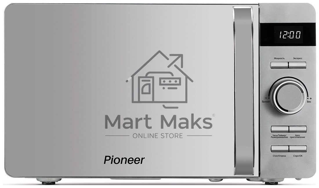 Микроволновая печь Pioneer MW229D серебристый, 20 л, 700 Вт, переключатели - поворотный механизм/кнопки