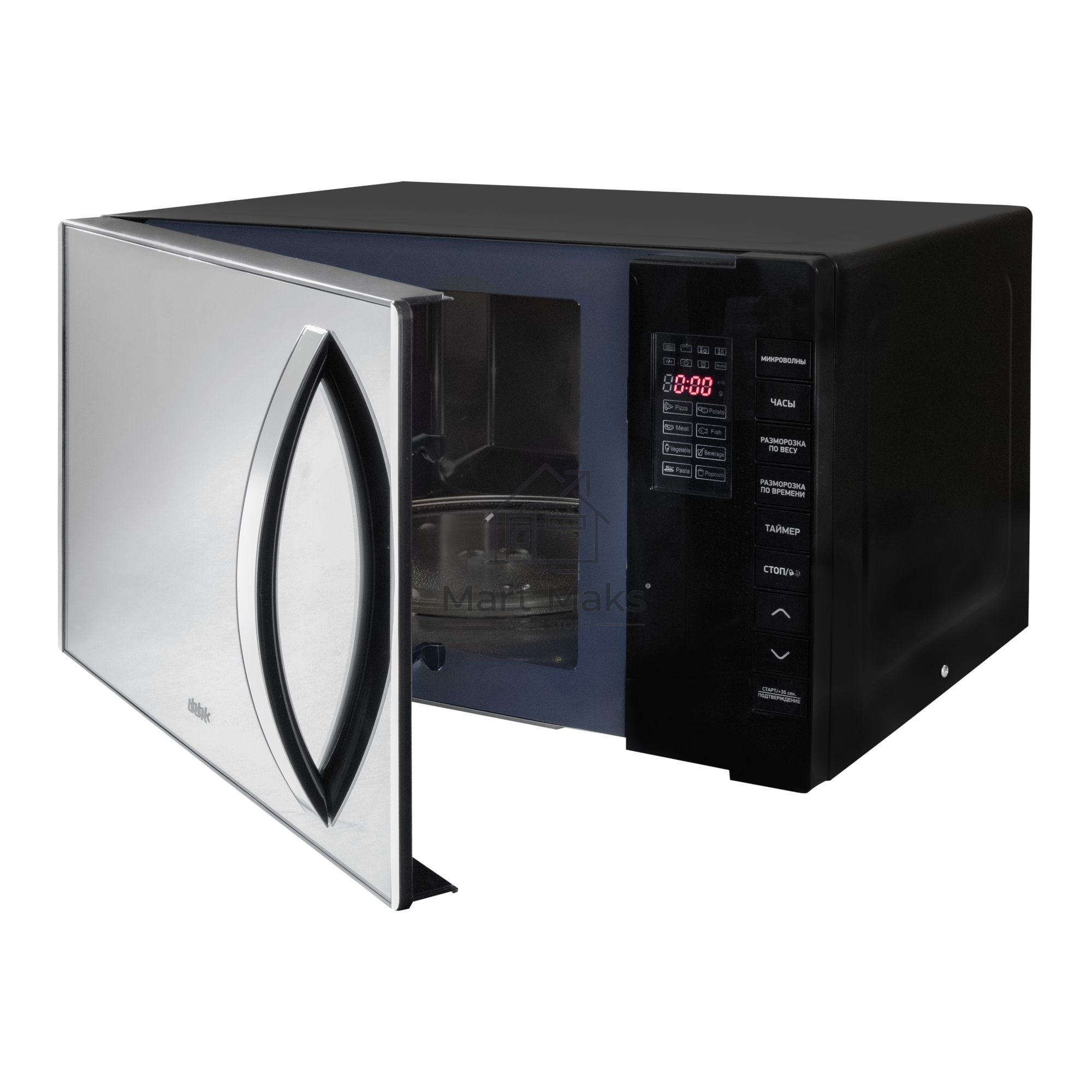 Микроволновая печь BBK 23MWS-826T/B-M черный, 23 л, 800 Вт, переключатели - кнопки