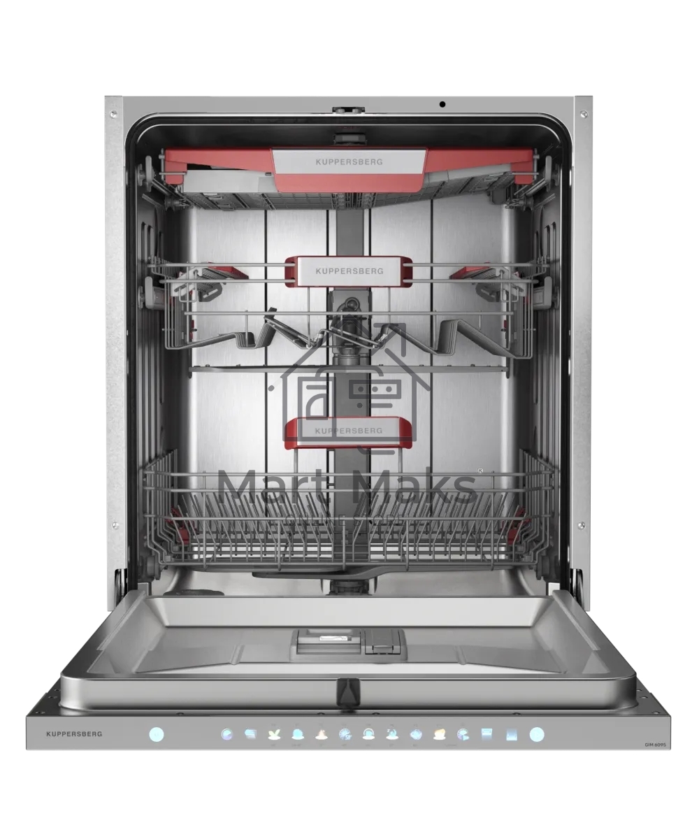 Встраиваемая посудомоечная машина Kuppersberg, High-Tech, 60 см, 15 комплектов, 3 корзины, 7 программ, конденсационная сушка, автоматическое открывание двери, LED подсветка, сенсорное управление, инверторный мотор, энергоэффективность А+++