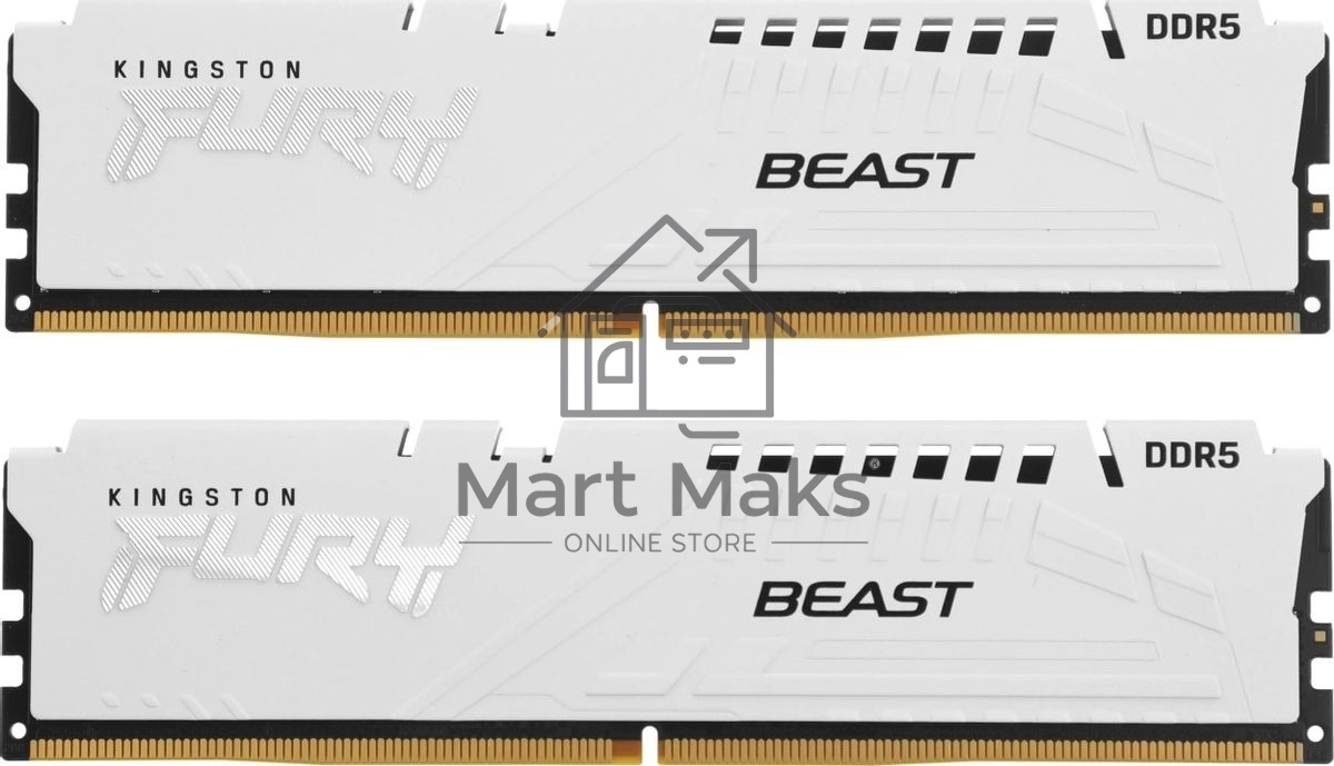 Оперативная память Kingston FURY Beast White EXPO, DDR5, 64GB (2x32 GB), 6400 MHz, CL40, радиатор, белый