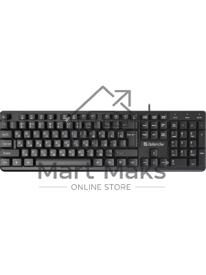 Клавиатура проводная Defender Elemental HB-239 RU, черный, 104 кнопки+FN,1.8м