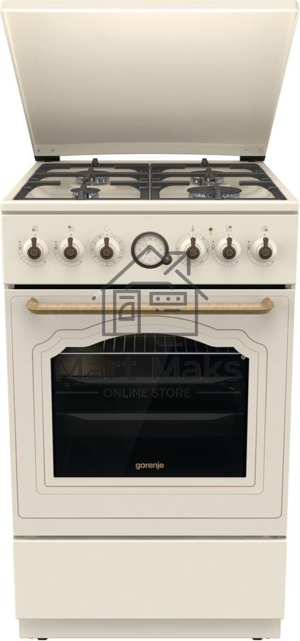 Плита комбинированная Gorenje GKS5B70CLI бежевый, конфорок 4 газовых, духовка 70 л, 50 см x 85 см x 59.4 см