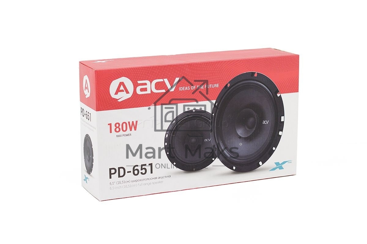 Колонки автомобильные ACV PD-651 BEATS (без решетки) 180Вт 88дБ 4Ом 16см (6.5дюйм) (ком.:2кол.) коаксиальные однополосные