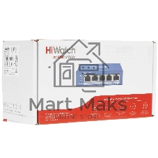 Коммутатор HiWatch DS-S504GP, 4×1 Гбит/с PoE + 1×1 Гбит/с, неуправляемый