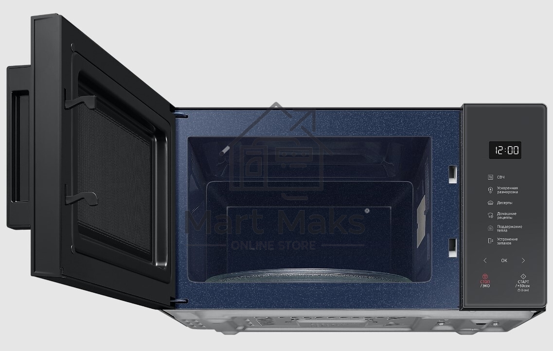 Микроволновая печь Samsung MS23T5018AC/BW антрацит, 23 л, 800 Вт, переключатели - сенсор