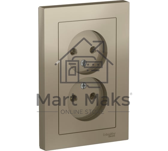 Розетка 2-м AtlasDesign без заземл. 16А в сборе шампань SchE ATN000520