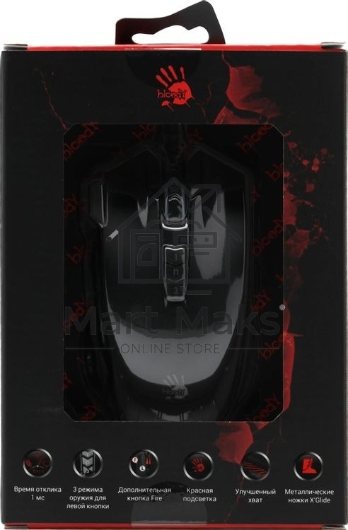 Мышь проводная A4Tech Bloody V9M черный, 4000 dpi, USB, кнопки - 9