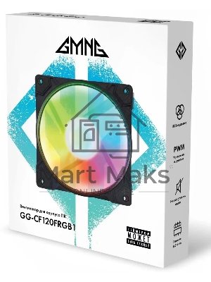 Вентилятор для корпуса GMNG GG-CF120FRGb1-PWMBK черный, 120 мм, 1800 об/мин, 26 дБ, 4 pin