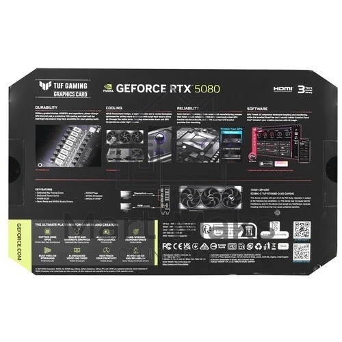 Видеокарта ASUS TUF-RTX5080-O16G-GAMINGRTX5080,HDMI*2,DP*3,16G,D7; 90YV0M30-M0NA00 (TUF-RTX5080-O16G-GAMING)