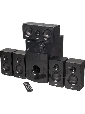 Аудиоколонки SVEN HT-210, черный, акустическая система 5.1, мощность (RMS):50Вт+5x15Вт, Bluetooth, Optical, Coaxial, FM-тюнер, USB/SD, дисплей, ПДУ