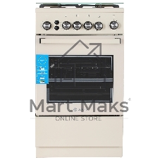 Плита газовая De Luxe 5040.40Г (КР) ЧР-013 бежевый, конфорок 4 газовых, духовка 46 л, 50 см x 85 см x 50 см