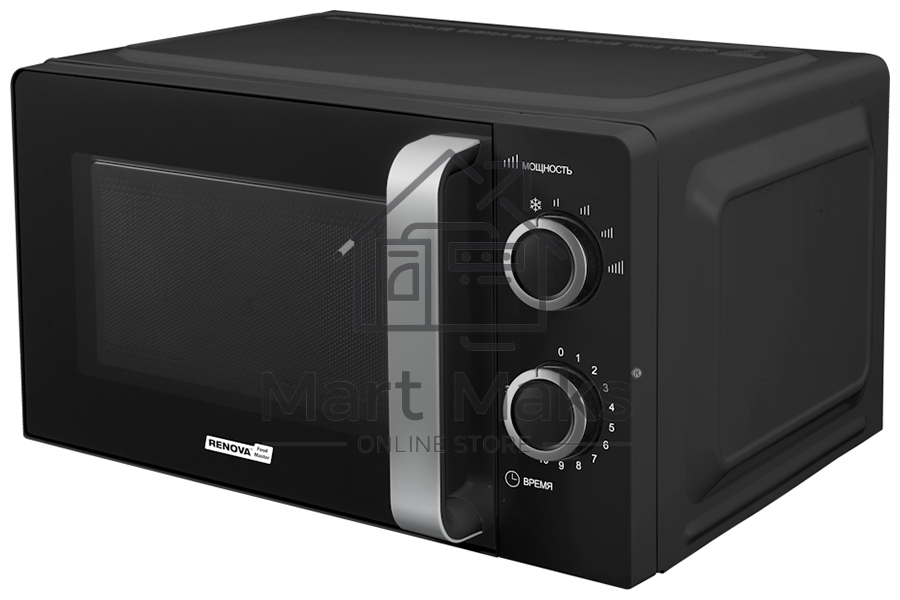Микроволновая печь Renova MMS-20B1 черный, 20 л, 700 Вт, переключатели - поворотный механизм