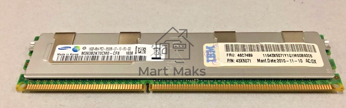 Оперативная память Lenovo Express, DDR3, 16GB (1x16 GB), 1066 MHz, CL7, ECC, RDIMM, радиатор, серебристый