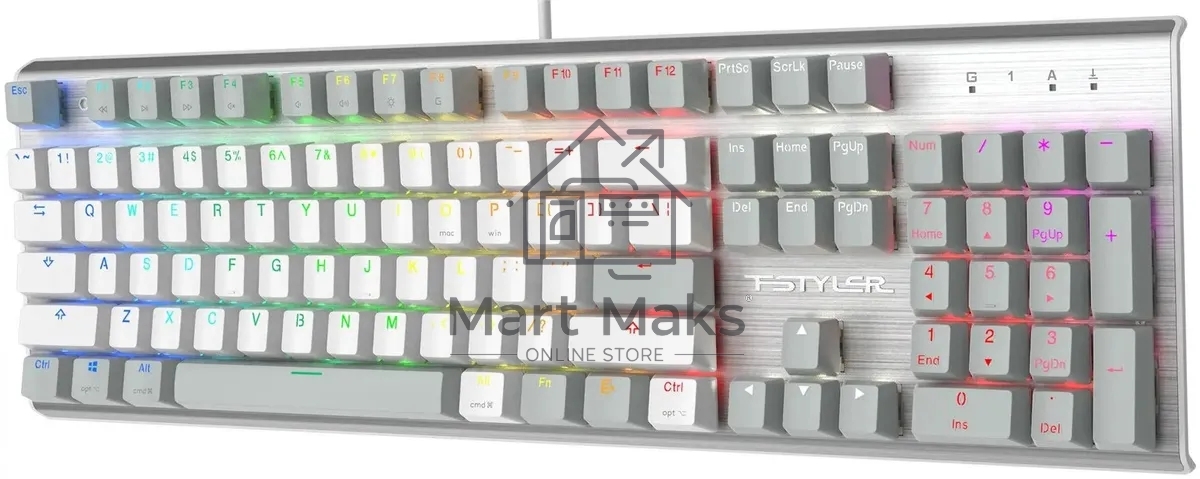 Клавиатура A4Tech Fstyler FS100 Neon проводная, USB, серый/белый