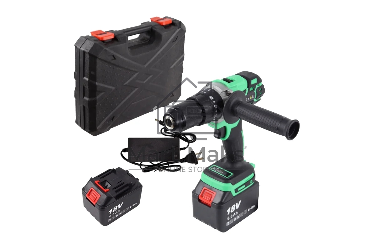 Дрель-шуруповерт Zitrek Green Impact 063-4046, Аккумуляторная, 18В, 2 АКБ, Ударная, Кейс