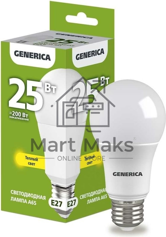 Лампа cветодиодная LED A65 IEK LL-A65-25-230-30-E27-G груша 25Вт 230В 3000К E27 GENERICA