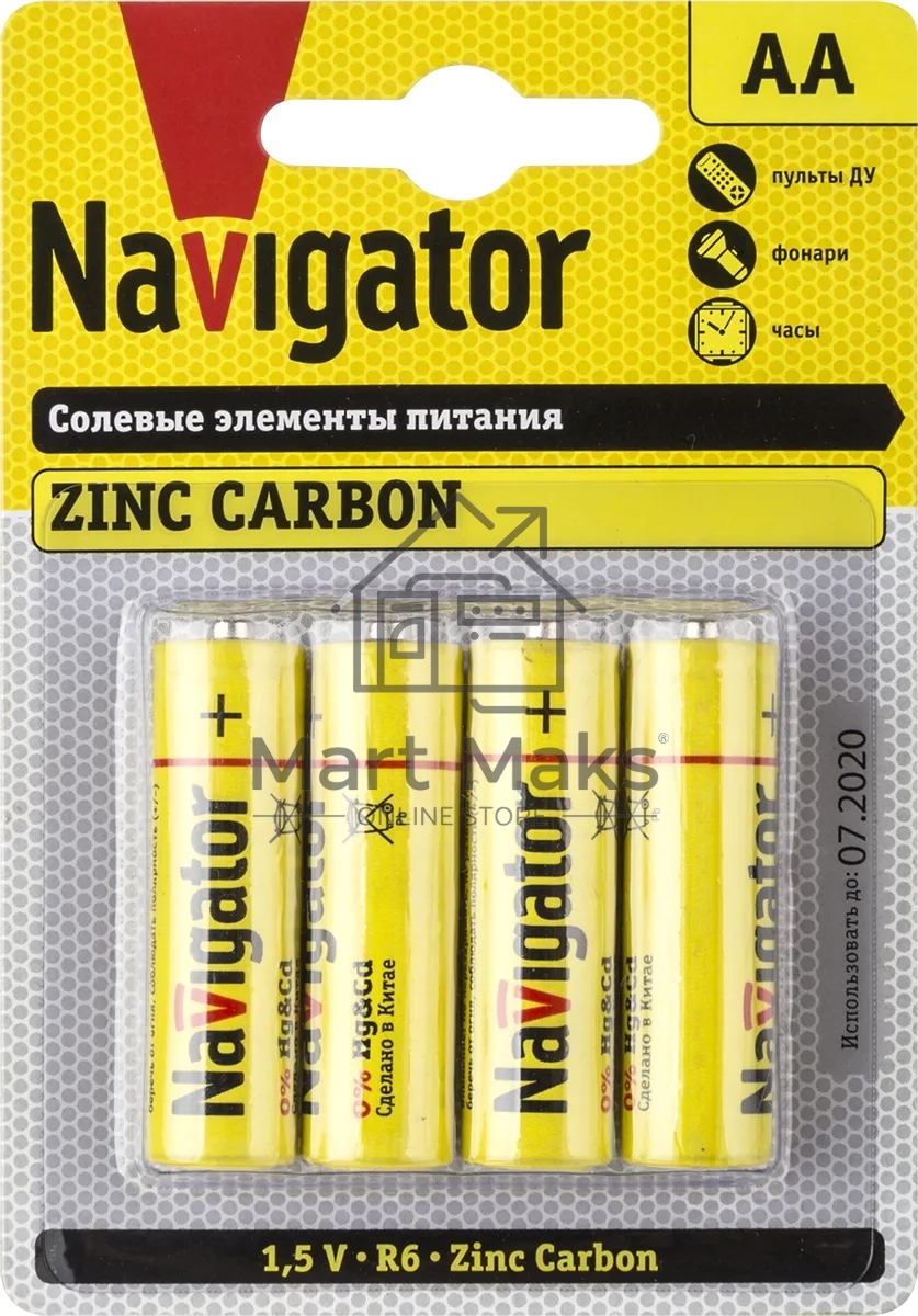 Элемент питания NAVIGATOR NBT-NS-R6-BP4, 1.5 В