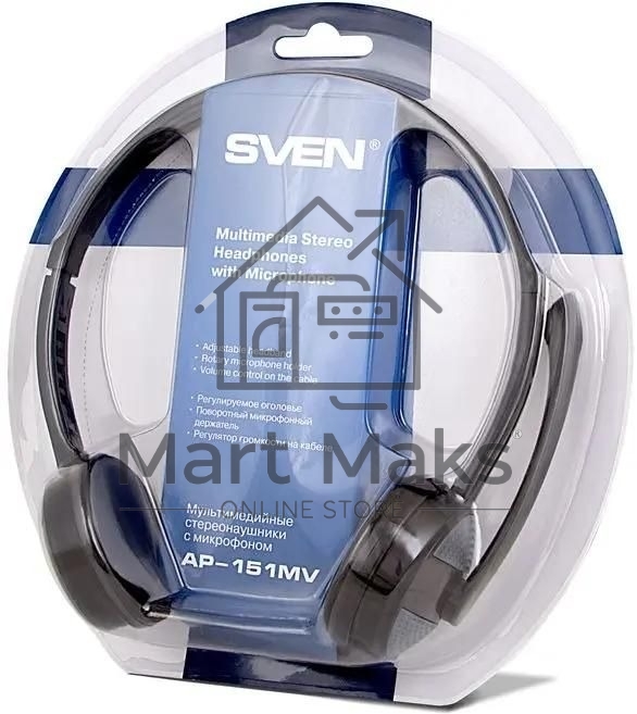 Гарнитура проводная мультимедийная с микрофоном SVEN AP-151MV, черный
