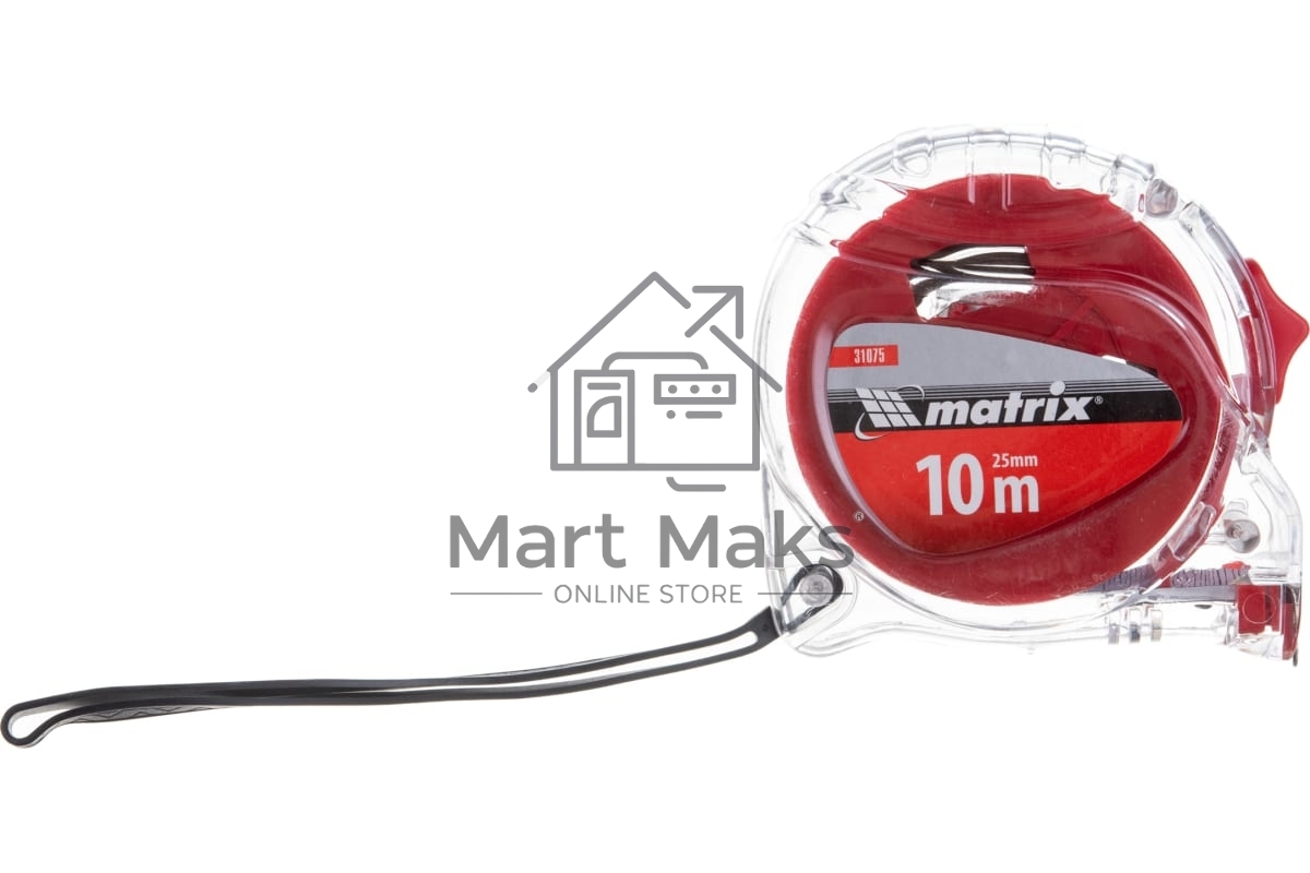 Рулетка MATRIX 31075 crystal 10м х 25мм корпус из поликарбоната
