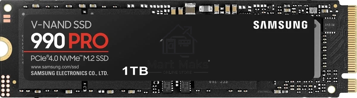 Накопитель SSD Samsung 990 PRO, 1000Gb, PCIe 4.0 x4, M.2 2280, NVMe, R/W 7450/6900