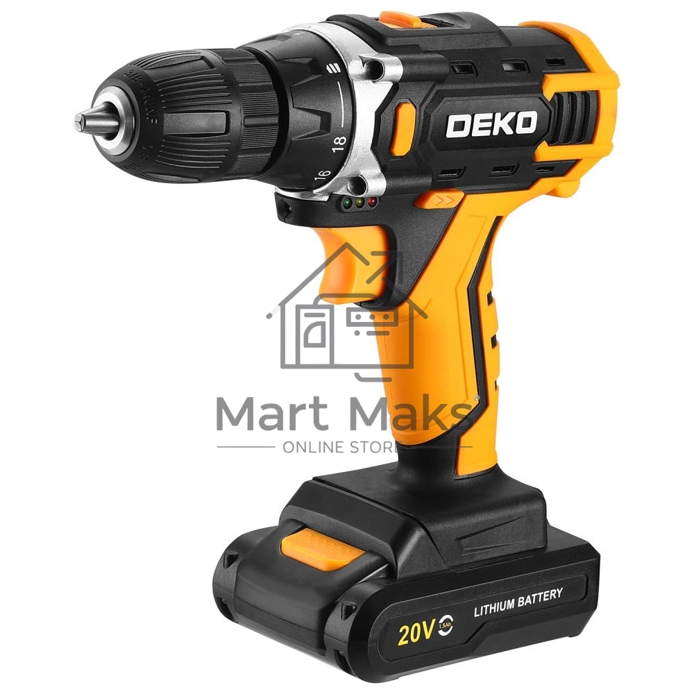 Аккумуляторная дрель-шуруповерт DEKO Banger 20V ONE +, 20В, 1x1.5Ач