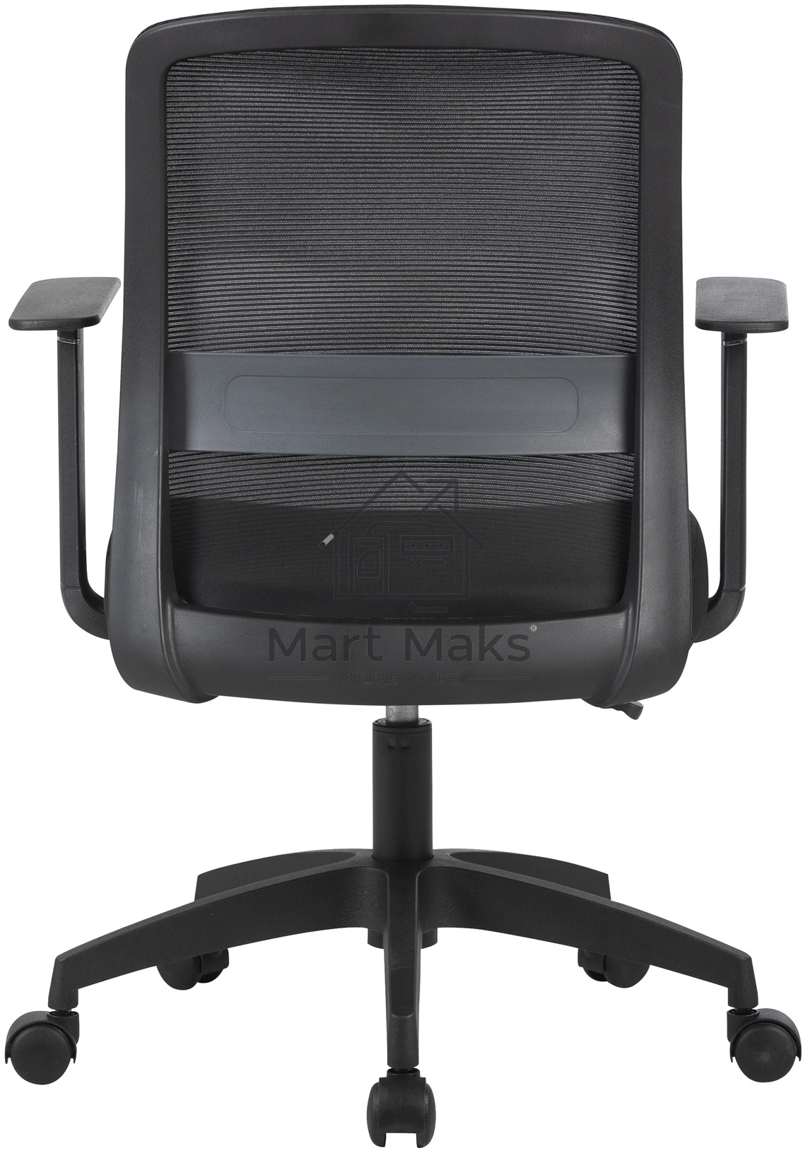 Кресло компьютерное Cactus CS-MC333-BK черный, сиденье черный, сетка/ткань, низк.спин. крестов. пластик, пластик черный
