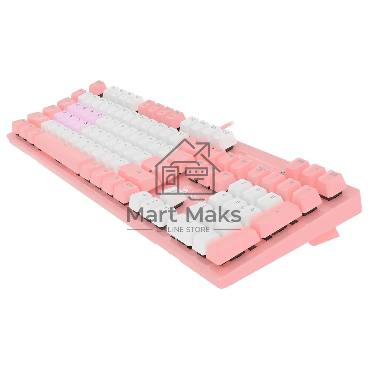 Клавиатура проводная A4Tech Bloody B800 Dual Color USB розовый/белый