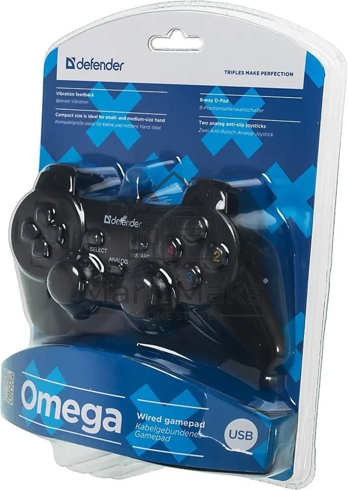 Геймпад Defender Omega USB, Проводной геймпад, 12 кнопок, 2 стика