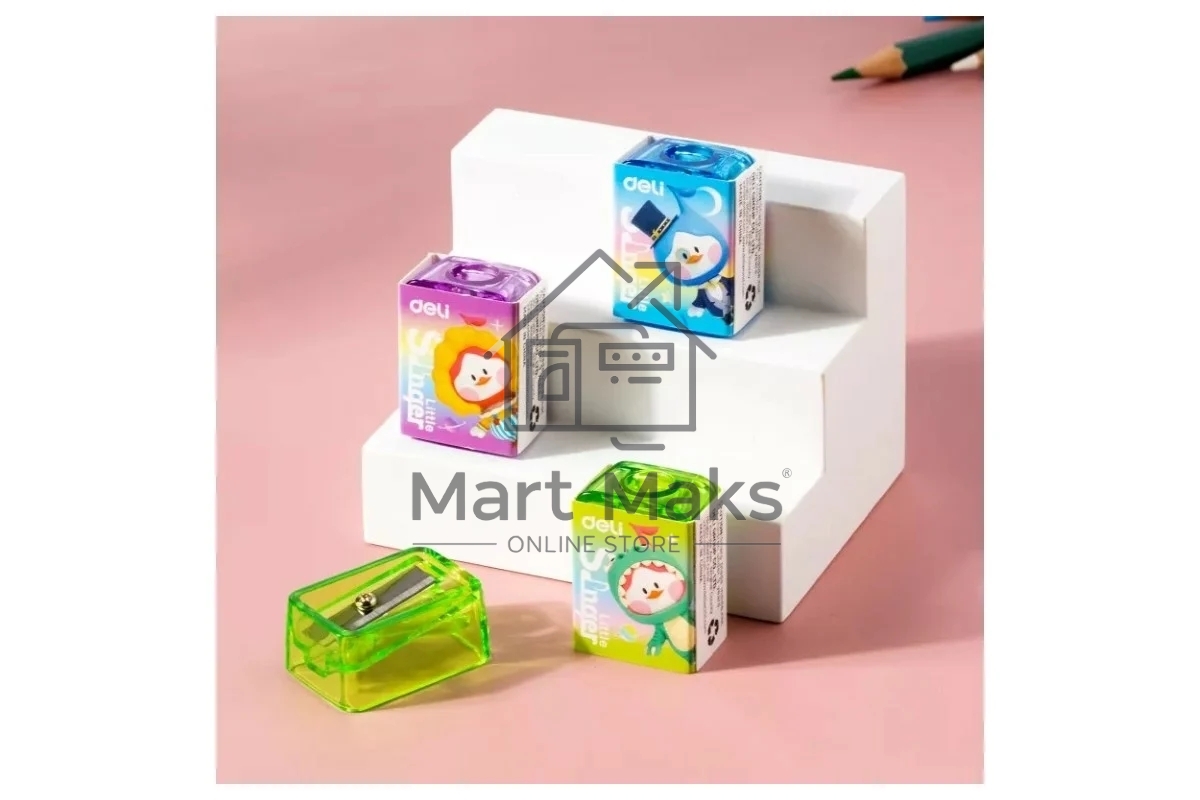Точилка для карандашей ручная Deli EH552 Little Singer, 1 отверстие, пластик, ассорти, коробка