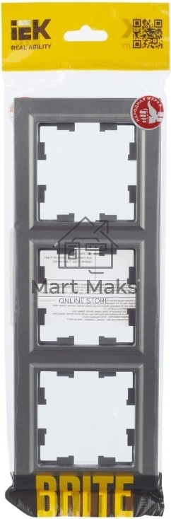 Рамка 3-мест. IEK BRITE РУ-3-БрС сталь