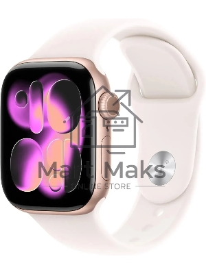 Смарт-часы Apple Watch Series 11 A3331 42мм OLED корп.розовое золото Sport Band рем.белый разм.брасл.:130-180мм (MEU04LW/A)