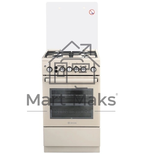 Плита Газовая De Luxe 5040.40г (кр) ЧР-016 бежевый (стеклянная крышка) реш.чугун