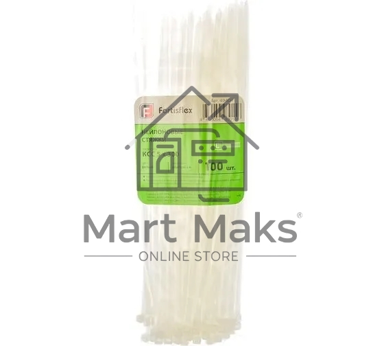 Нейлоновые стяжки FORTISFLEX КСС 5х300 мм белый 100 штук 49404