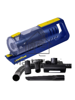 Пылесос автомобильный GOODYEAR GY-VC-02 синий/желтый, 80 Вт, уборка сухая, пылесборник контейнер 0.48 л
