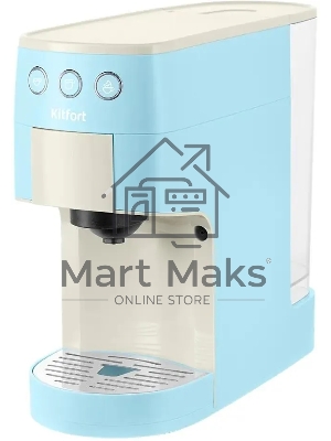 Кофеварка рожковая Kitfort КТ-7466 голубой/белый, исп. кофе - молотый/капсулы, 1.4 л, 1450 Вт, 19 бар