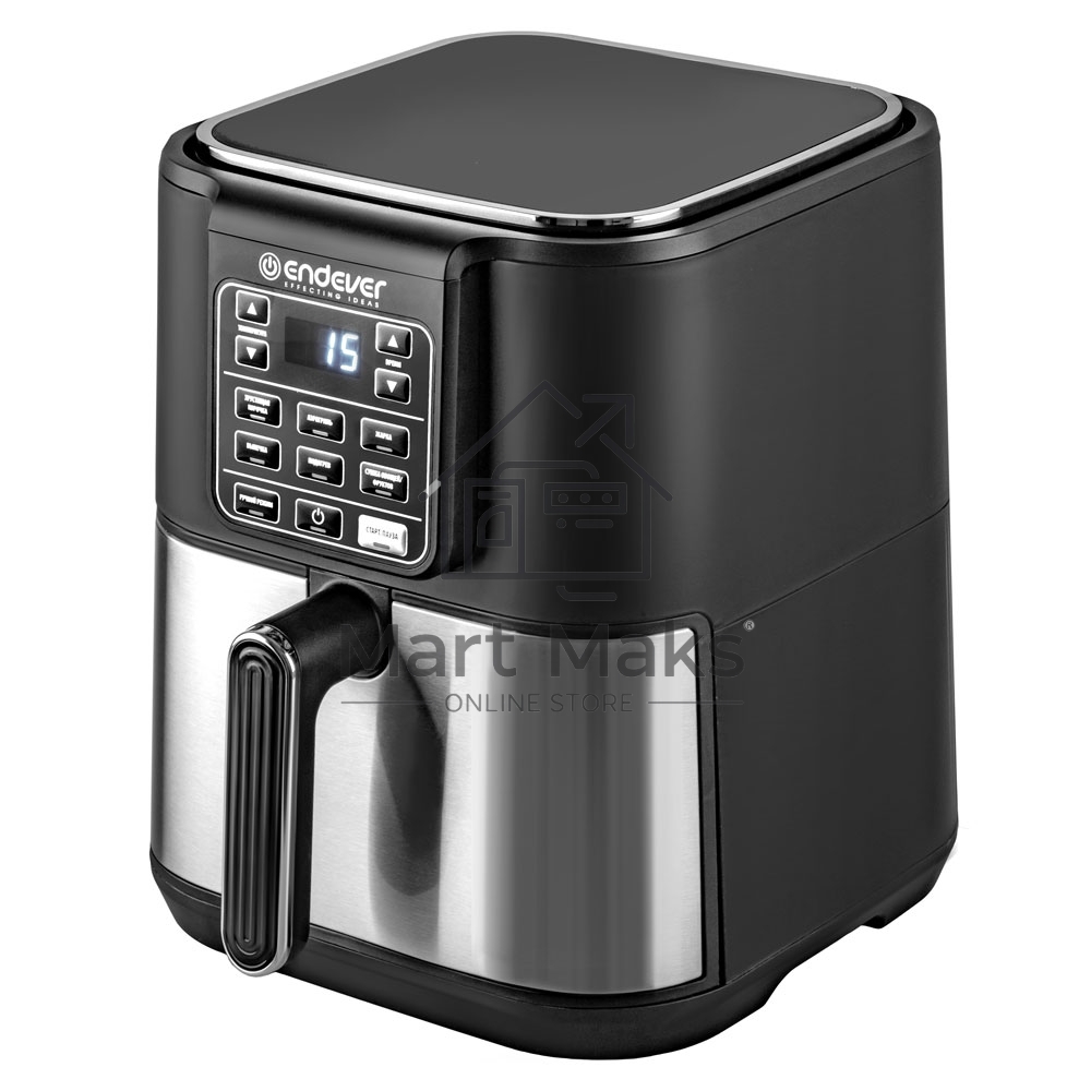 Аэрогриль Endever Skyline AF-130, черный/стальной, мощность 1800 Вт, объем 6 л, 7 авторежимов, температура 40-200 С, 1 шт/уп.
