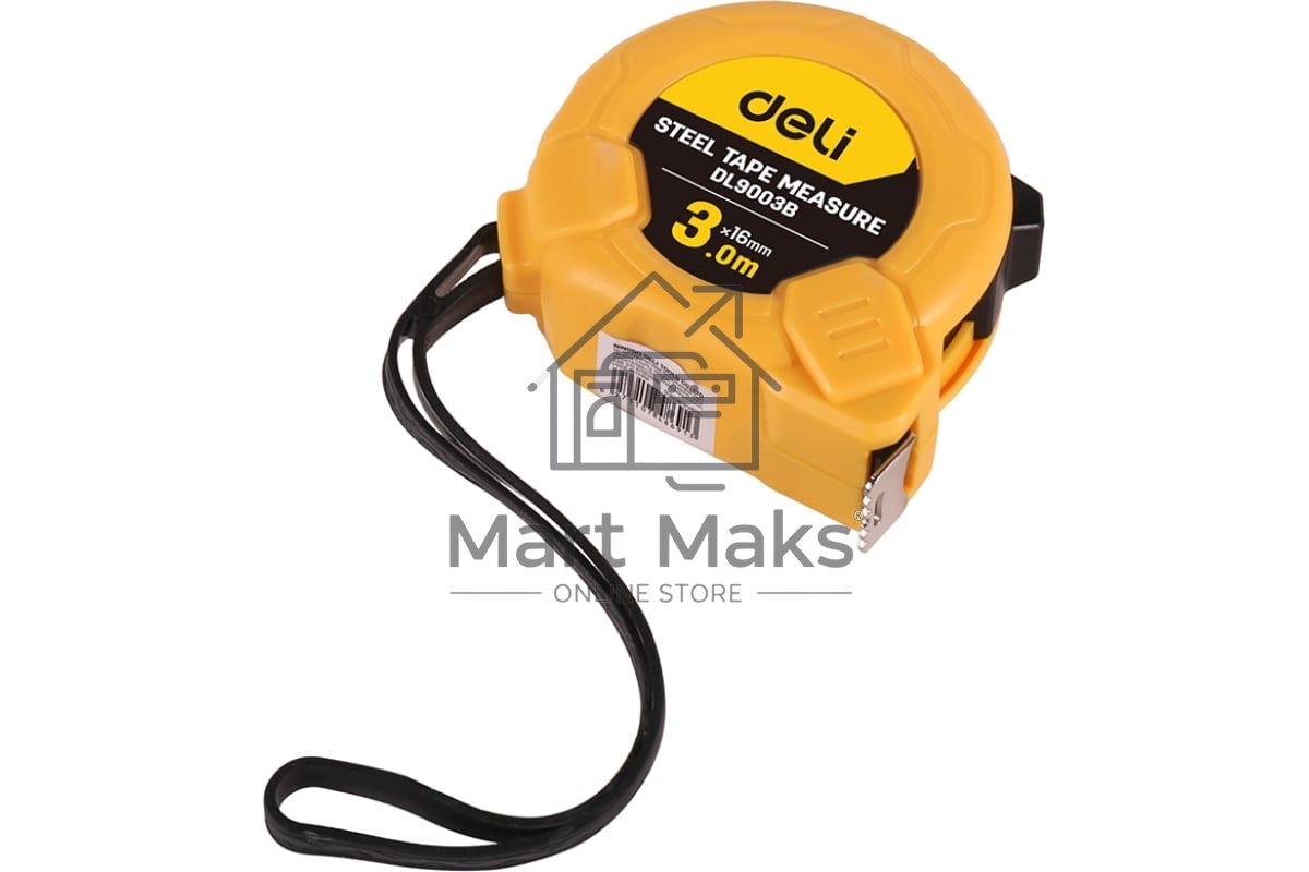 Рулетка Deli DL9003B 3м*16мм Метрическая. Корпус ударопрочный.