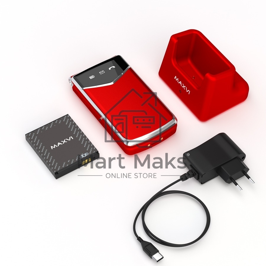 Мобильный телефон Maxvi E11ds красный/серебристый