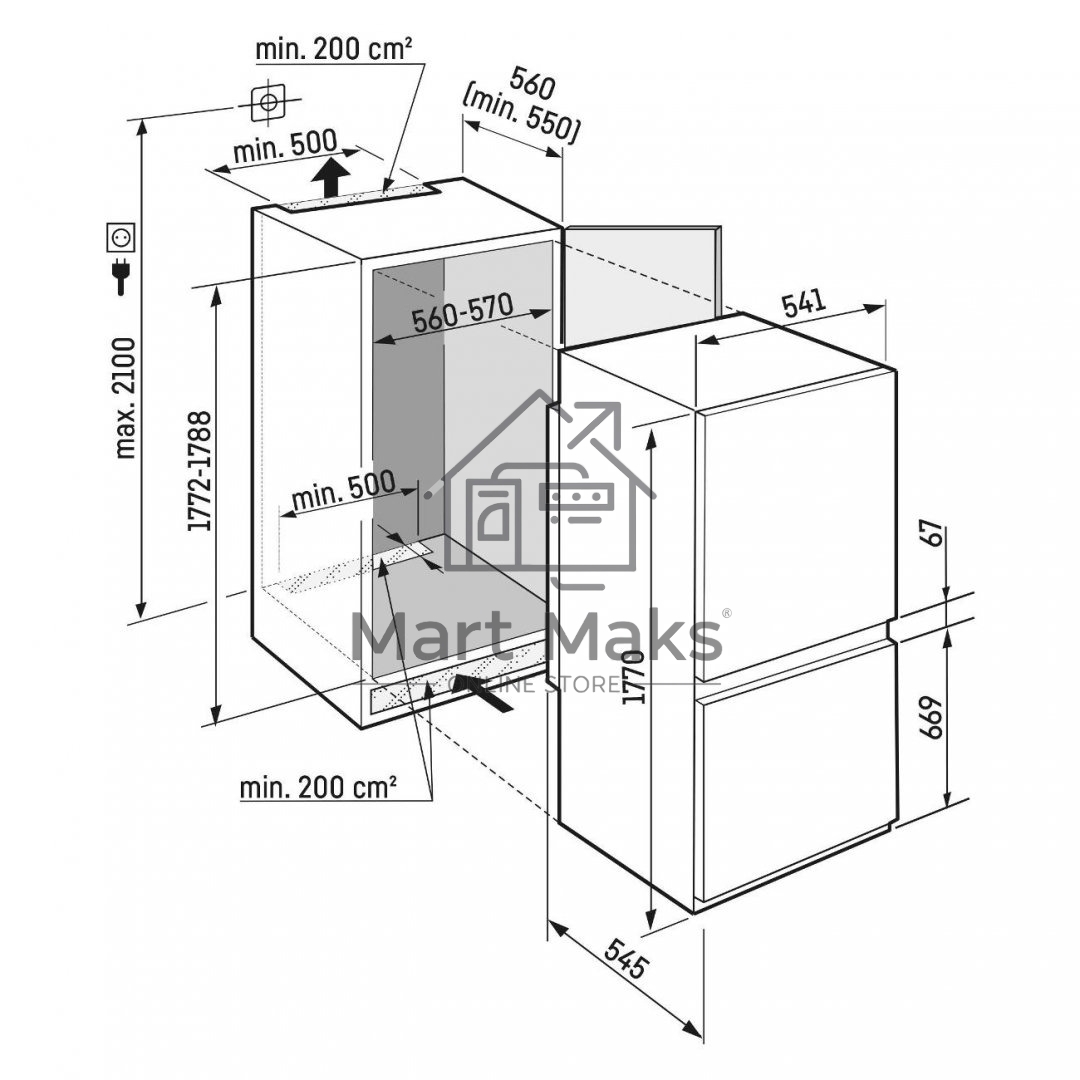 Холодильник Liebherr Pure ICSf 5103-22 001 белый двухкамерный 182/80л морозилка снизу, ручное