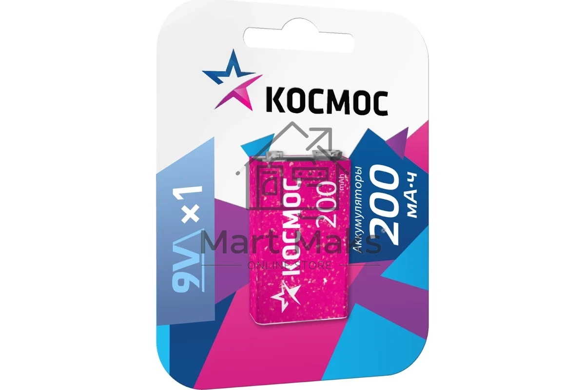 Аккумулятор Космос KOCNI-MH6F22 (200mAh) 6F22 200мА.ч 1BL (блист.1шт)