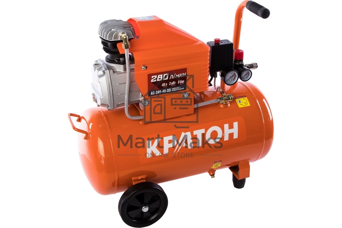 Компрессор КРАТОН AC-280-40-D Dпрямой 220В 2000Вт 280л/мин ресивер40л 32кг