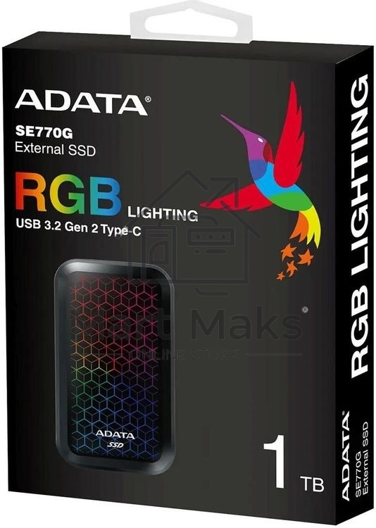 Внешний SSD ADATA SE770G, 1TB, USB 3.2 Gen 2 Type-C, R/W 1000/800, черный