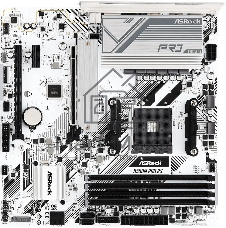 Материнская плата ASRock B550M PRO RS, AM4, AMD B550, 4xDDR4, 4xSATA, 1xPCIe 4.0 x16, 1xPCIe 3.0 x16, 1xPCIe 3.0 x1, 1xHDMI, 1xDisplayPort, 1x 2.5Gb LAN, 4xUSB 3.2 Gen1, 2xUSB 2.0, 5x3.5 мм, 7.1, microATX